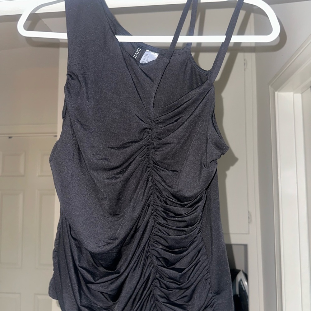 H&M Black Asymmetrical Ruched Camisole